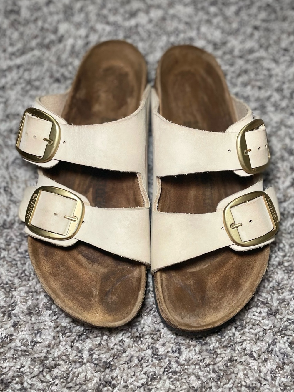 Birkenstock Womens Arizona Big Buckle Beige Nubuck Leather Sandals Size 40/ W9
